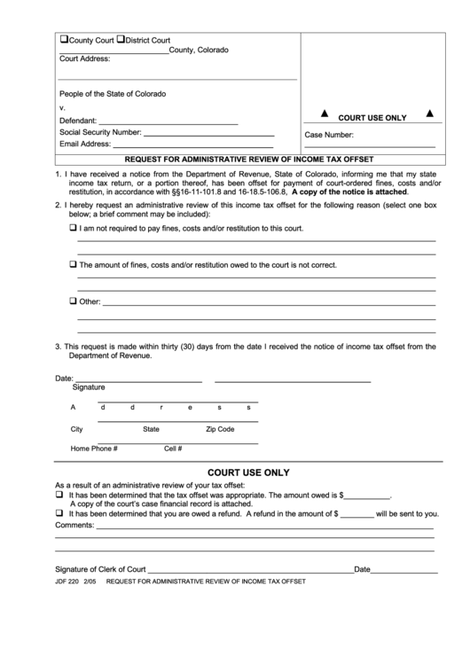 Fillable Request For Administrative Review Of Tax Offset