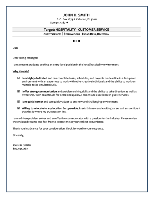 Hospitality Manager Cover Letter Examples QwikResume