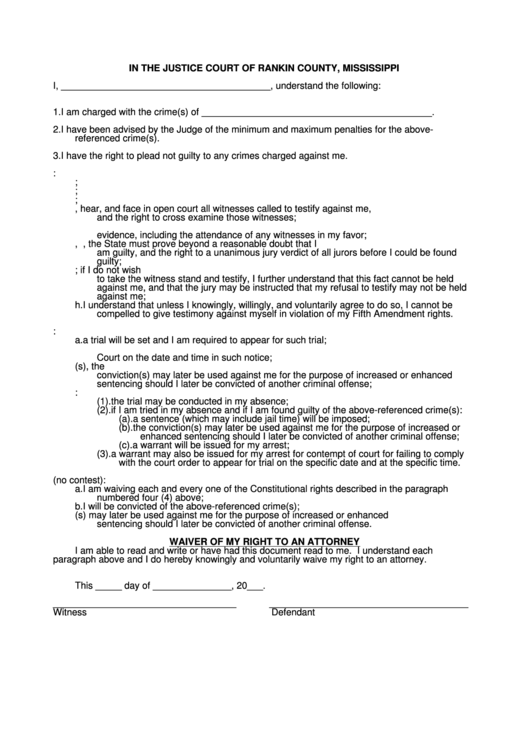 Power Of Attorney Form Justice Court Of Rankin County, Mississippi
