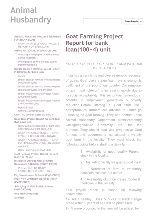 Goat Farming Project Report For Bank Loan printable pdf download