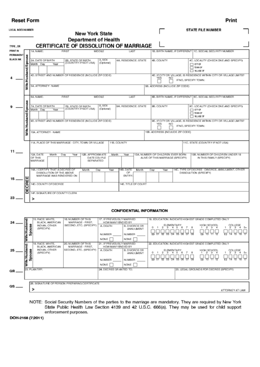 Fillable New York State Department Of Health Certificate Of Dissolution