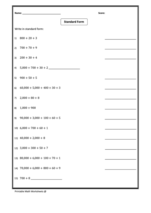 Standard Form printable pdf download