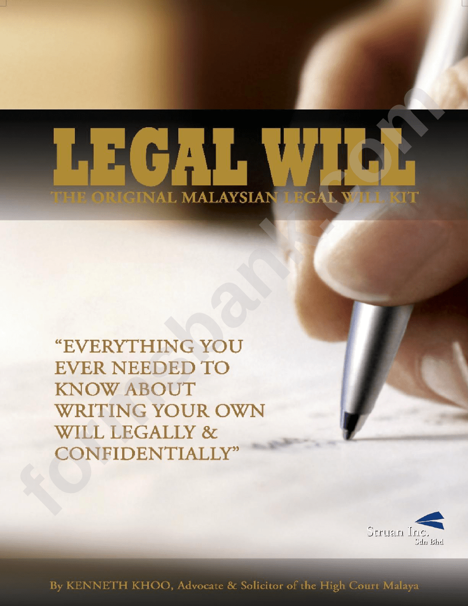 The Original Malaysian Legal Will Kit printable pdf download