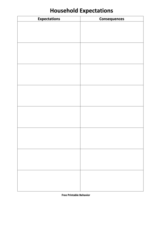 Fillable Household Expectations printable pdf download