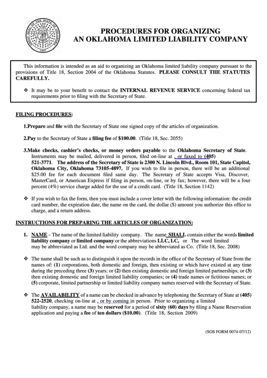 Fillable Articles Of Organization printable pdf download