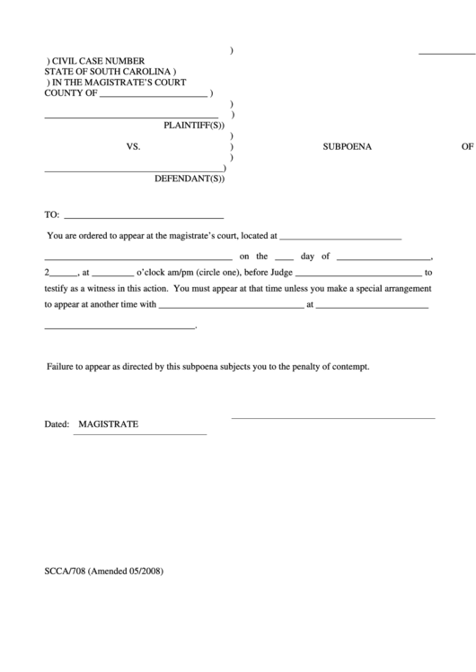 Subpoena Of Witness printable pdf download