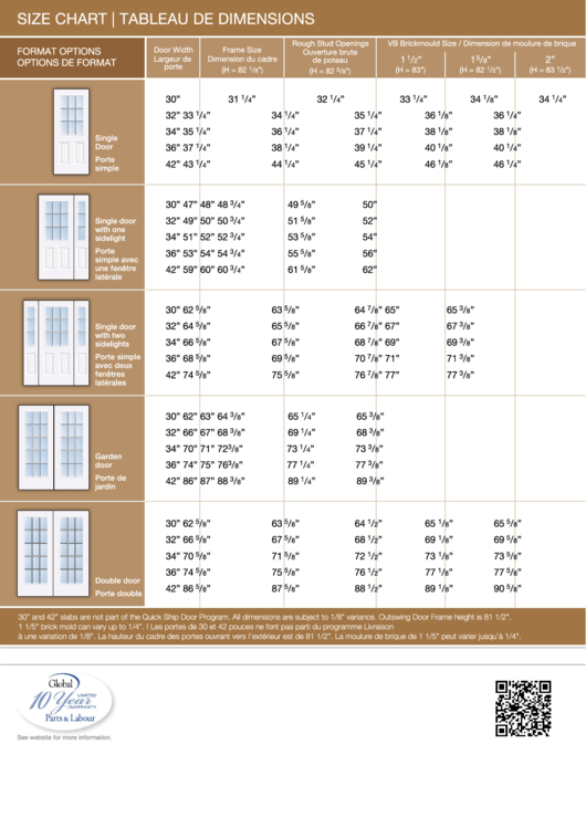 Window World Door Size Chart printable pdf download