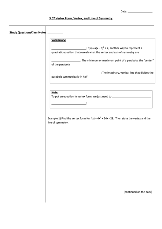 Vertex Line Of Symmetry printable pdf download