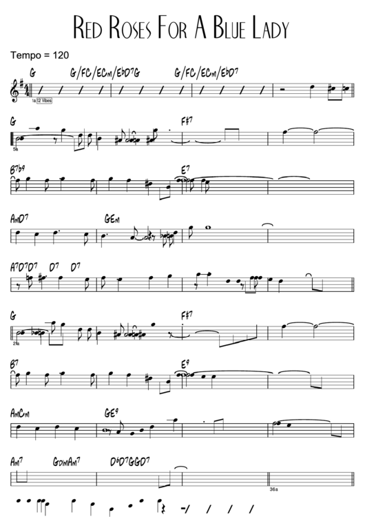 Red Roses For A Blue Lady Sheet Music printable pdf download