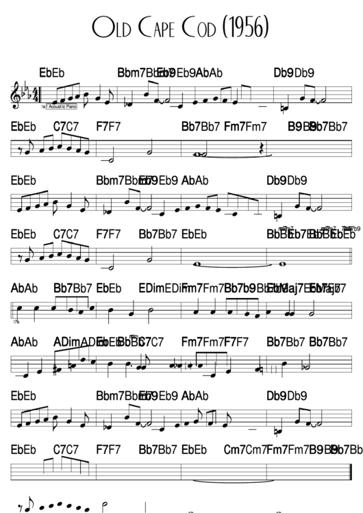 Old Cape Cod (1956) Sheet Music printable pdf download