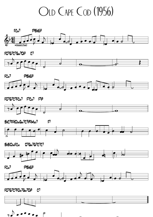 Old Cape Cod (1956) Sheet Music printable pdf download