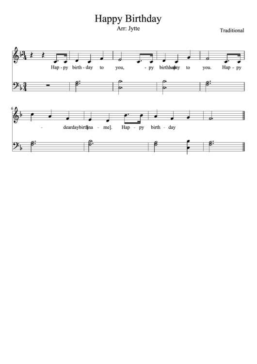 Happy Birthday Piano Sheet Music printable pdf download