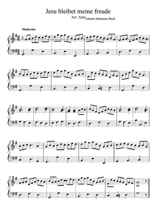 Jesu Bleibet Meine Freude Piano Sheet Music printable pdf download
