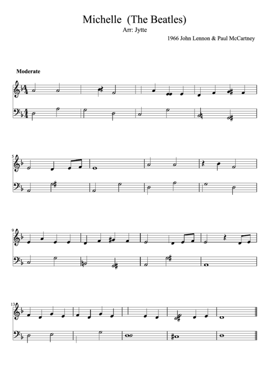 Michelle Piano Sheet Music printable pdf download