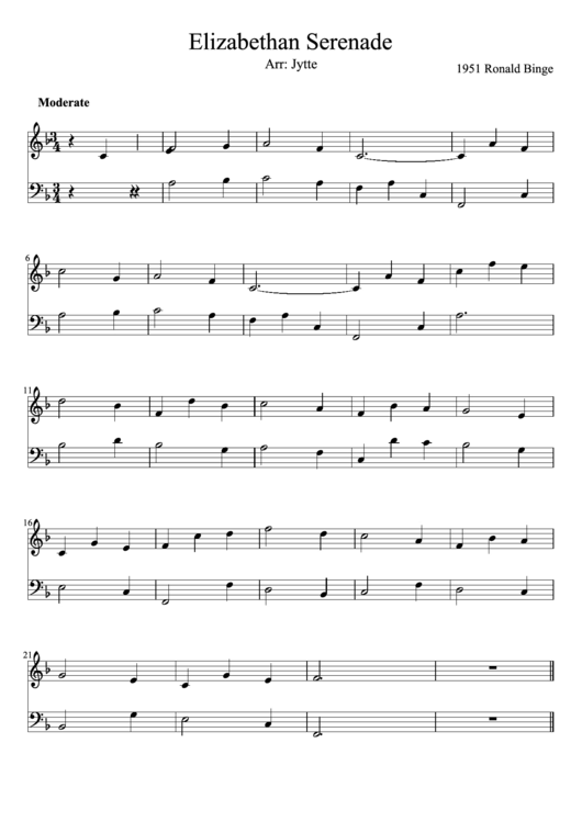 Elizabethan Serenade Piano Sheet Music printable pdf download