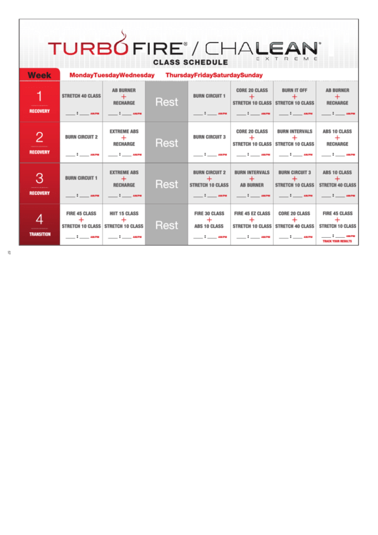 Turbo Fire Schedule printable pdf download