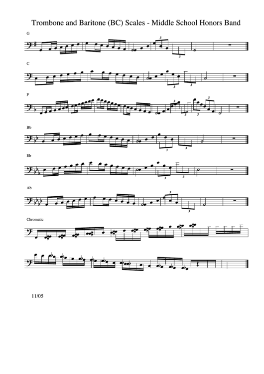 Trombone Middle School Honors Band printable pdf download