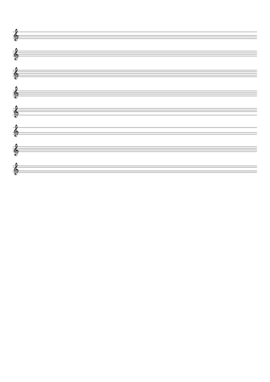 Blank Staff Paper 8 Staves, Landscape, Treble Clef printable pdf download