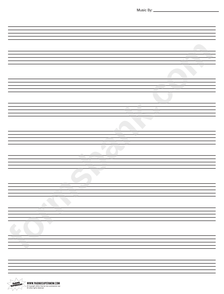 Music Staff Paper printable pdf download
