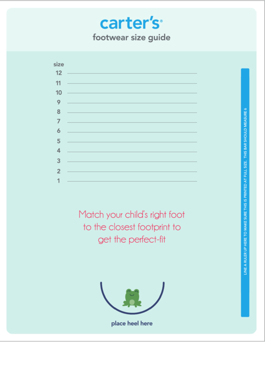 Carter'S Footwear Size Guide Chart printable pdf download