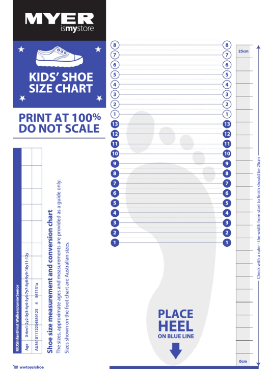 Pdf Kids Shoe Size Chart Printable
