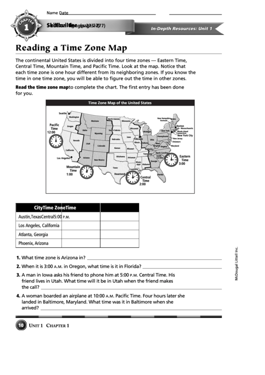 Reading A Time Zone Map printable pdf download