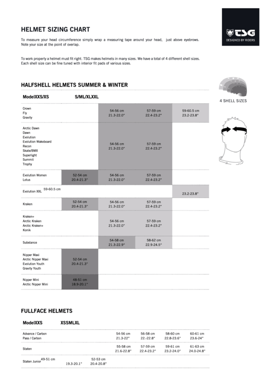 Tsg Bike Helmet Sizing Chart printable pdf download