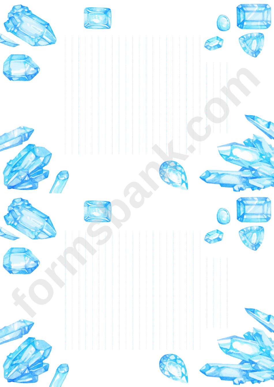 Lined Paper With Blue Crystal Borders printable pdf download