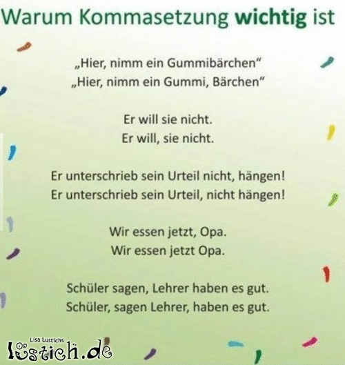 Kommasetzung Bild lustich.de