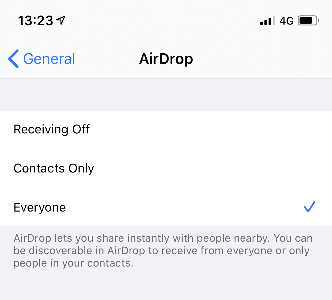 AIRDROP Seit einiger Zeit nur in eine Richtung möglich Software