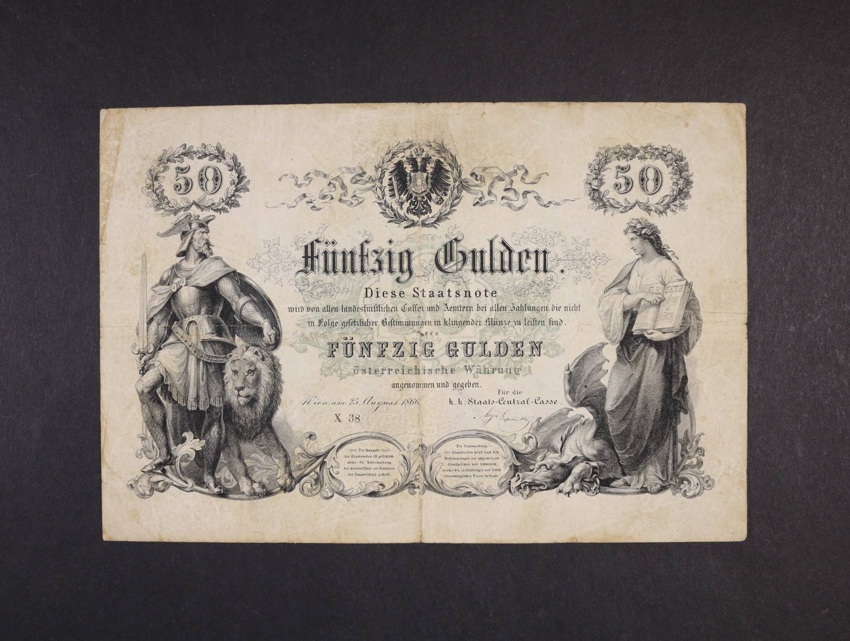 50 Gulden 25 8 1866 Serie X 38 Ri 140 Filatelie Klim