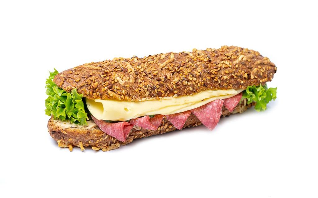 SalamiKäsestange belegte Semmel