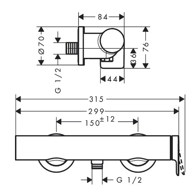 Hansgrohe Vivenis Mitigeur de douche, noir mat 75620670 Sanitino.fr