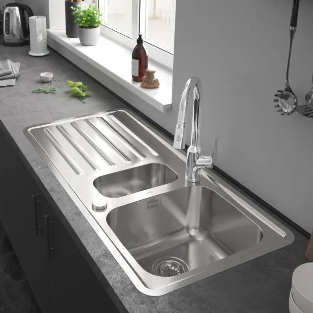 Hansgrohe Spoelbakken Inbouw spoelbak S4113F500 met afdruip en waste