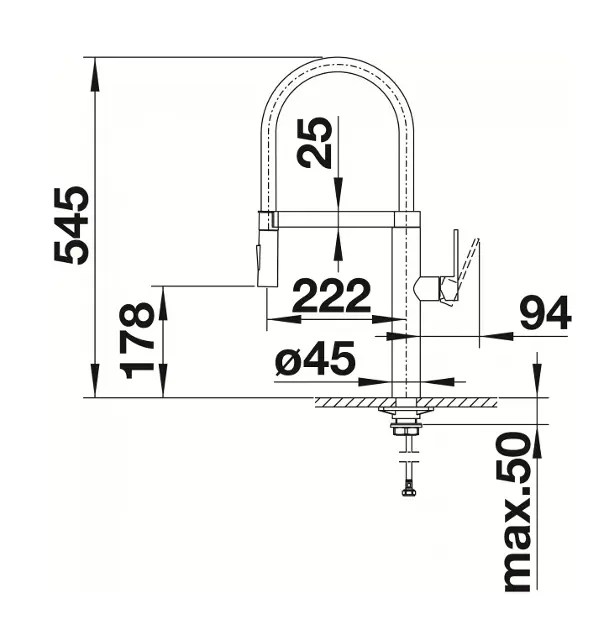Blanco Culina S Küchenarmatur mit flexiblem Arm, Edelstahl 517598