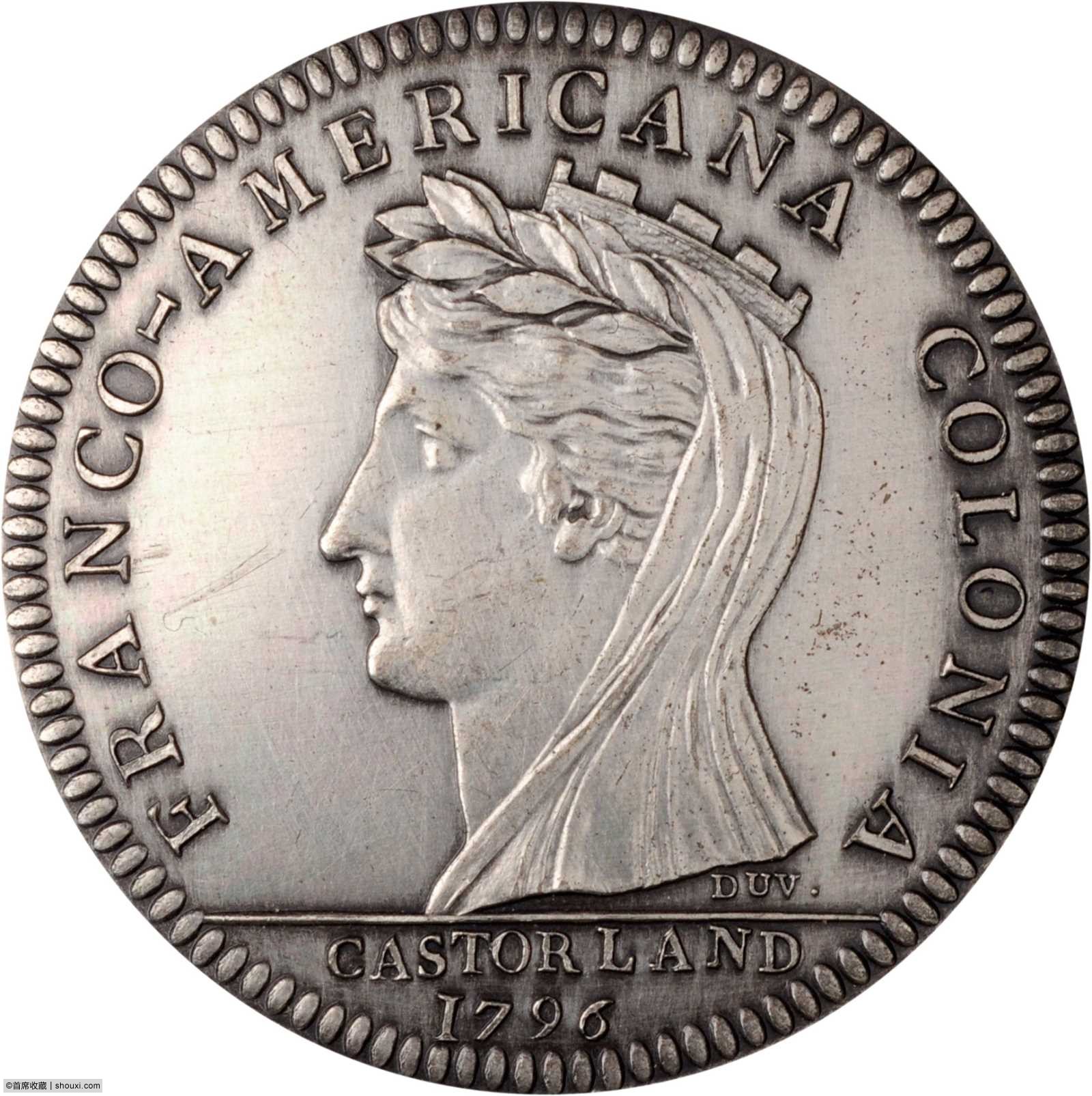 Lot of (2) "1796" Castorland Medals, or Jetons. Modern Paris Mint