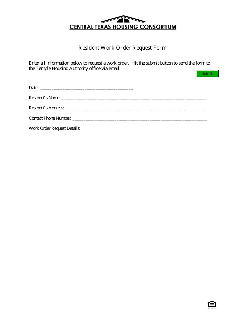 Texas Resident Work Order Request Form Central Texas Housing