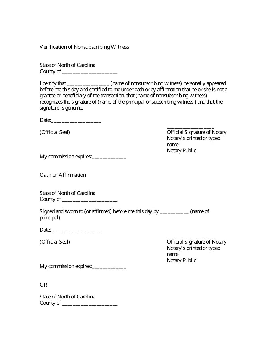 North Carolina North Carolina Notarial Certificates Download Printable PDF Templateroller