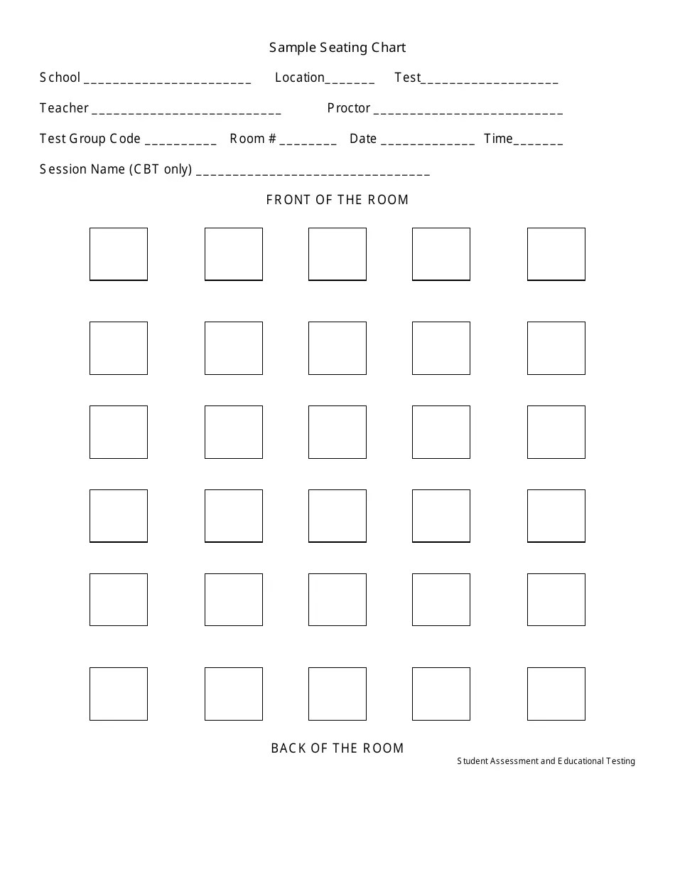 Classroom Seating Chart Template - Student Assessment and Educational