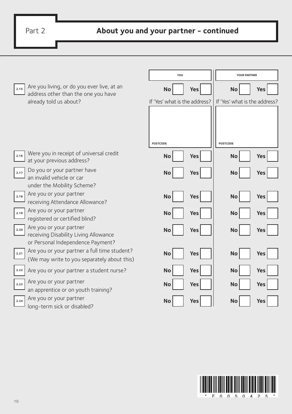 Islington, Greater London United Kingdom Application Form for Housing Benefit (Including Local