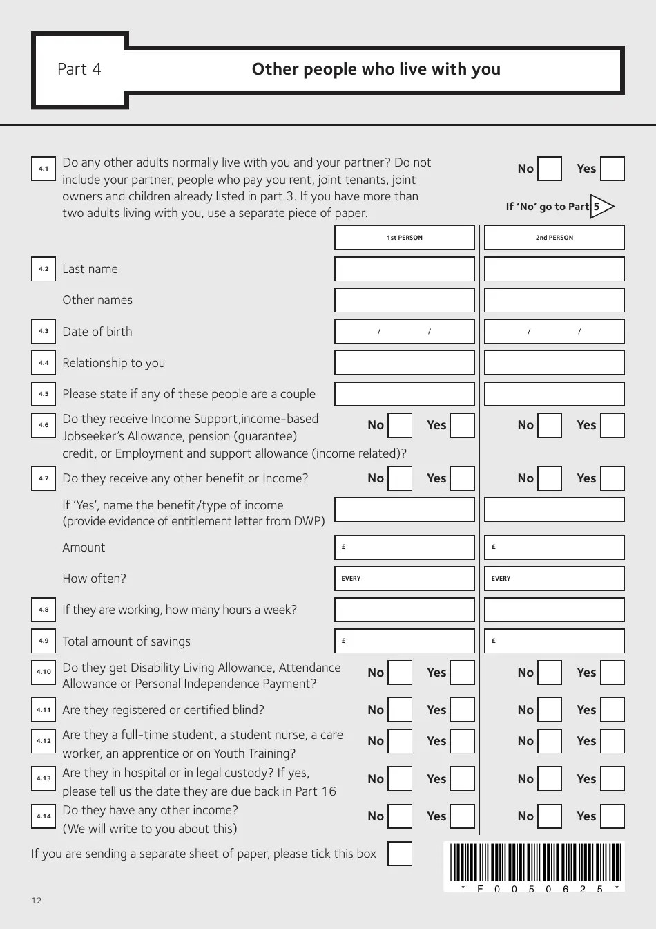 Islington, Greater London United Kingdom Application Form for Housing Benefit (Including Local