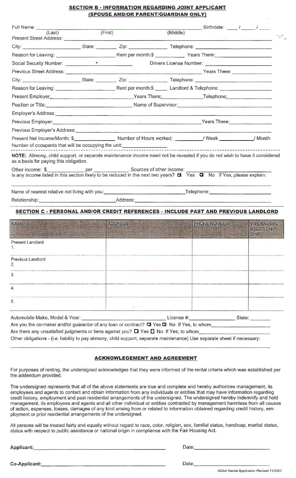 North Dakota Rental Application Form North Dakota Apartment