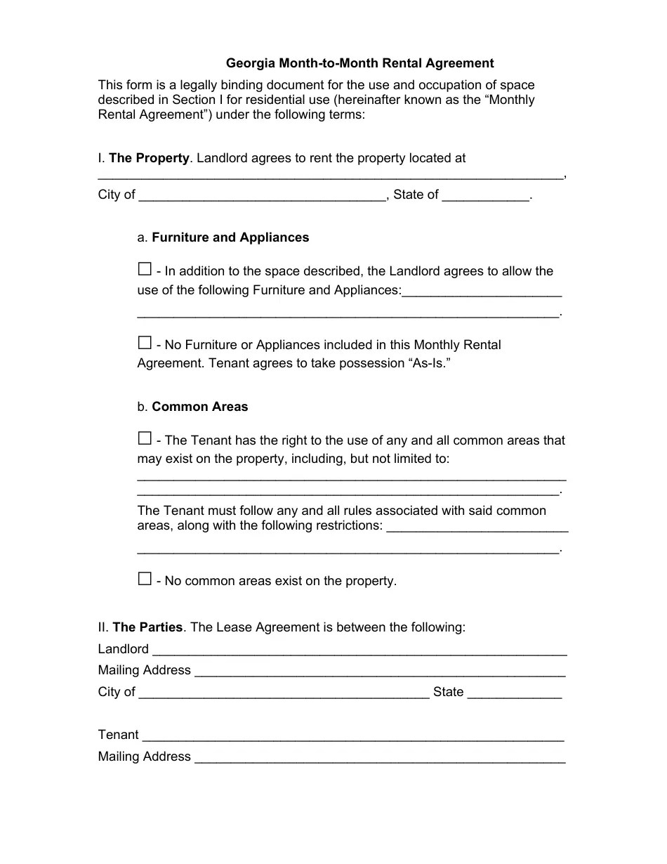 (United States) MonthToMonth Rental Agreement Template Fill