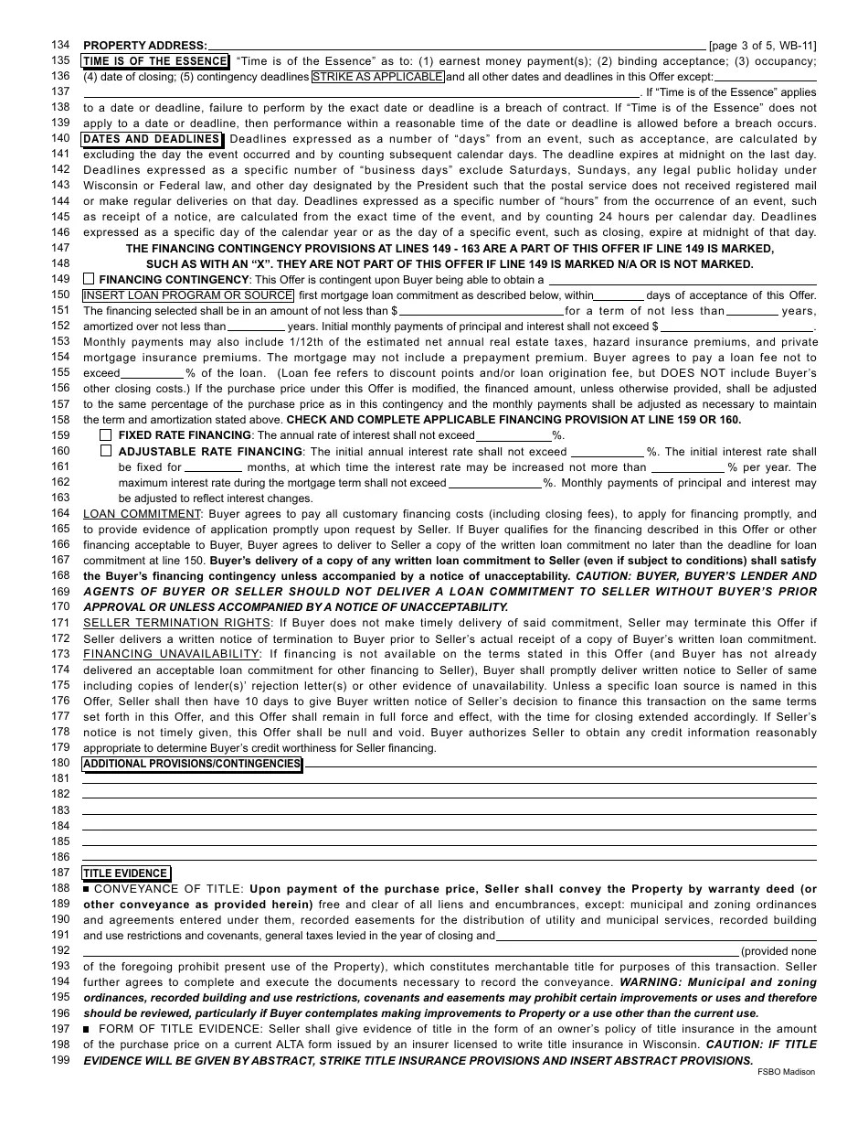 Form WB11 Fill Out, Sign Online and Download Fillable PDF, Madison