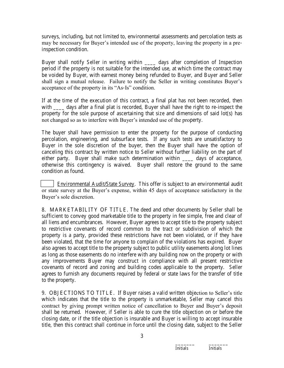 Kentucky Purchase and Sale Contract for Lots and Vacant Land Fill Out, Sign Online and