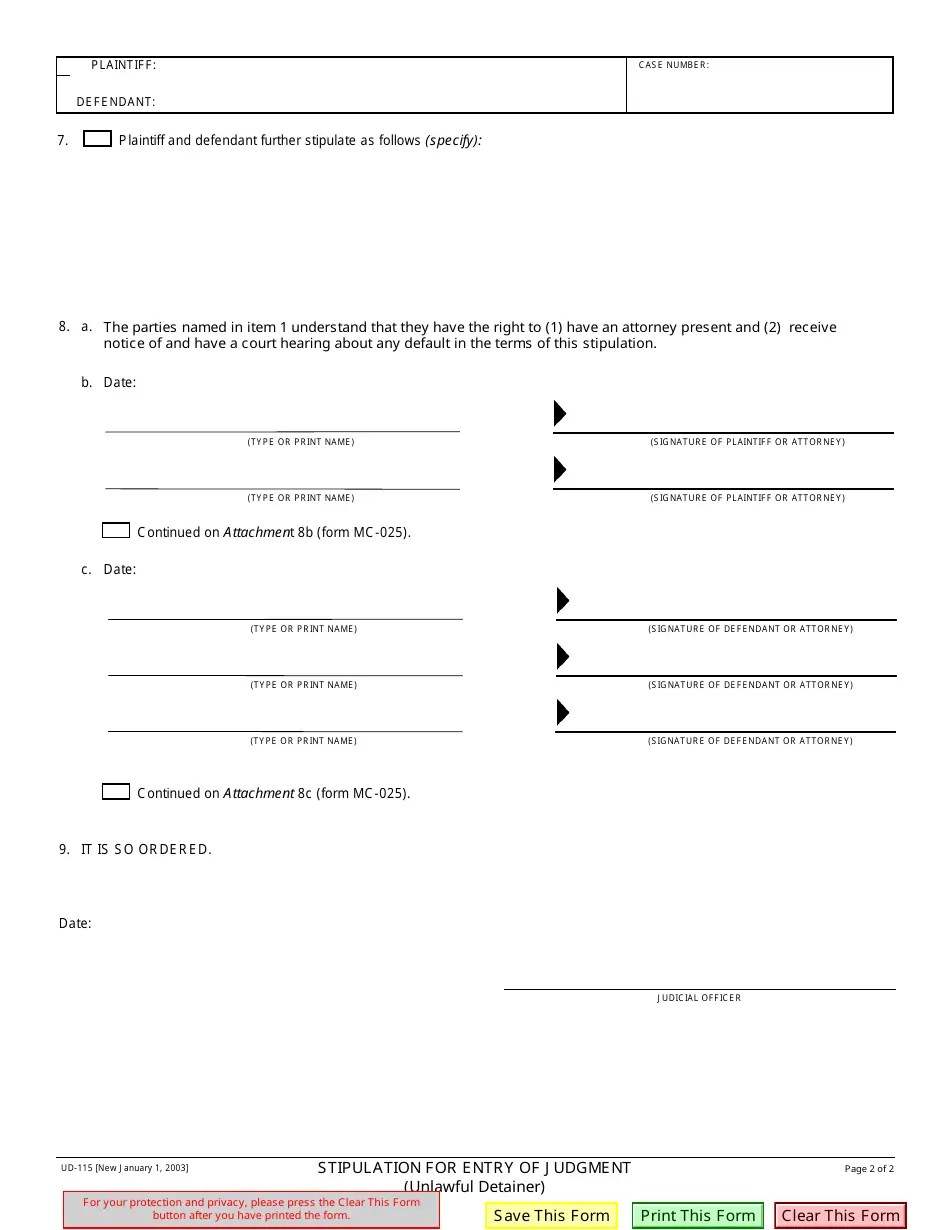 Form UD115 Fill Out, Sign Online and Download Fillable PDF