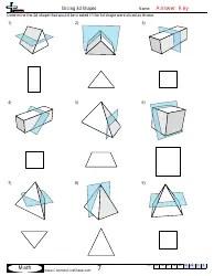Slicing 3d Shapes Geometry Worksheet With Answer Key Download Printable