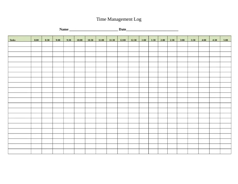 Time Management Log Template Download Printable PDF Templateroller