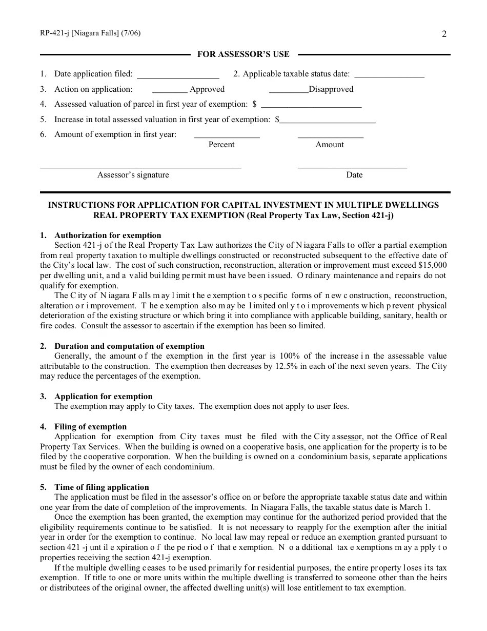 Form RP421J [NIAGARA FALLS] Fill Out, Sign Online and Download