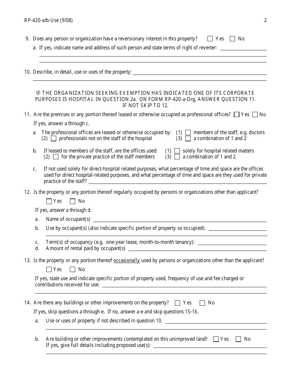 Form RP420A/BUSE Fill Out, Sign Online and Download Fillable PDF